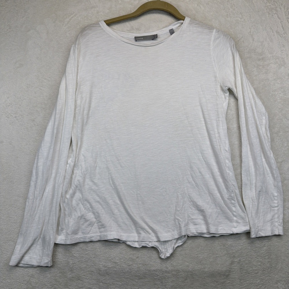 Vince Long Sleeve Tee‎ Women's S White Crew Neck Lightweight Minimalist
